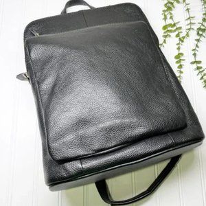 L. Credi Black Pebbled Leather Adjustable Backpack